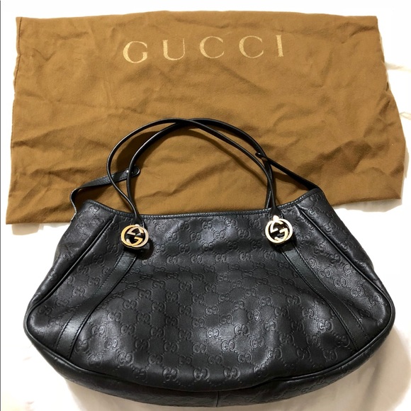 Gucci Med Tote handbag black leather Gg Guccissima - Picture 3 of 8